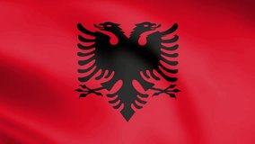 Flag of Albania waving 3d animation. Seamless looping Albania flag animation. Albania flag waving 4k Video.