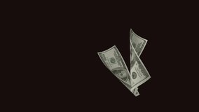 Money flying in wind Alpha screen animation. 3D Dollar banknotes flying Money, Falling bills American money 100 US Dollar cash. USA Hundred Dollar currency finance Banknotes falling. - Powered by Shutterstock - Get 15% off with code: PIKWIZARD15