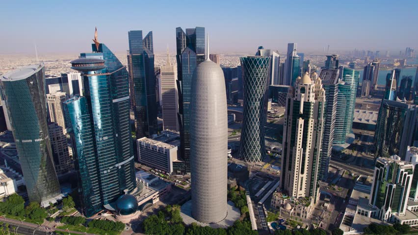 Doha Cityscape at Sunrise 1 Royalty-Free Stock Footage #3483949763