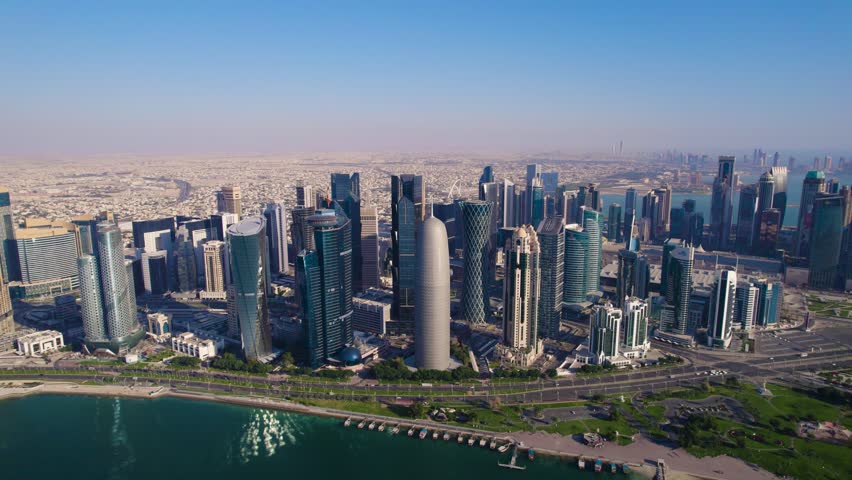 Doha Cityscape at Sunrise 1 Royalty-Free Stock Footage #3483949957