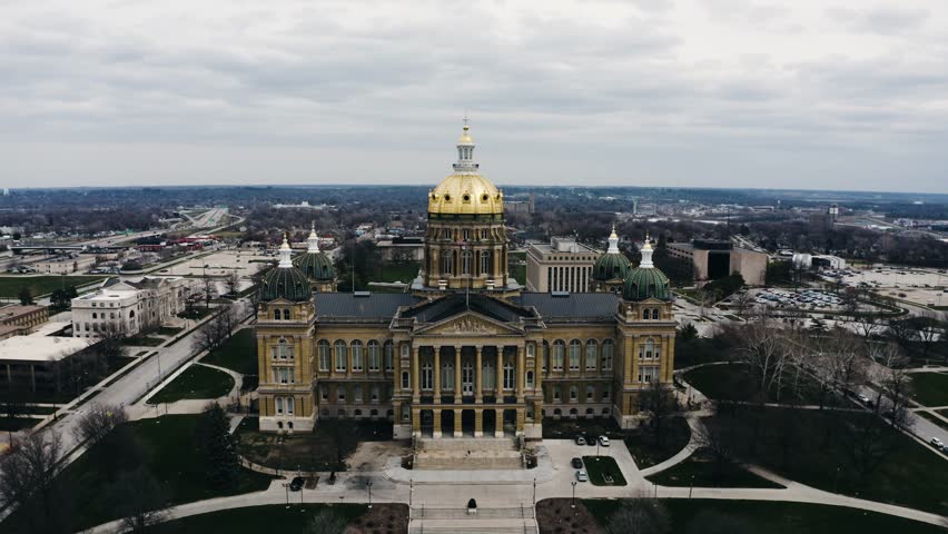 Aerial view pulling away from Iowa