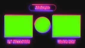 Animated Neon End Screen versi 1. Video Template Design. Suitable for video Channels at the End of Content