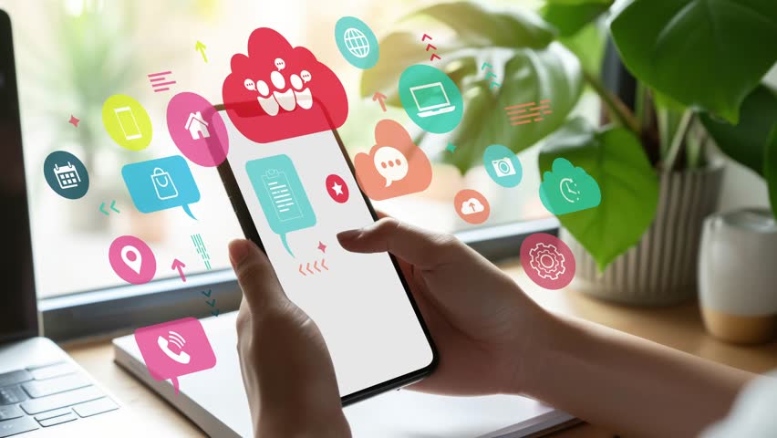 Omni channel technology of online retail business method. Multichannel marketing on social media network platform offer service of internet payment channel, online retail shopping and omni digital app