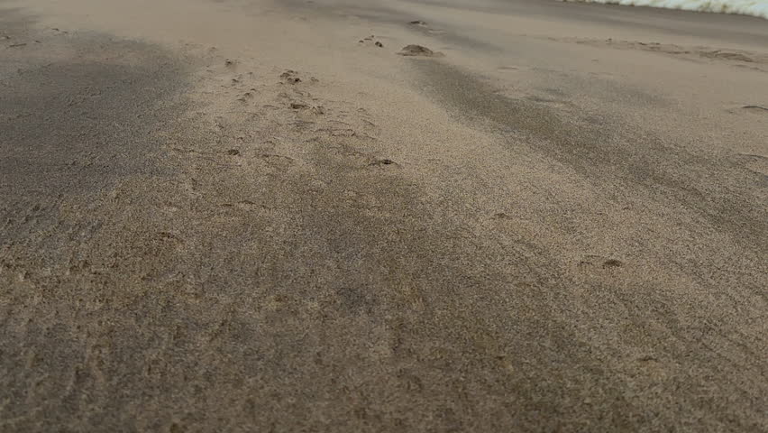 A storm wind carries sand along the sea beach Royalty-Free Stock Footage #3484260391