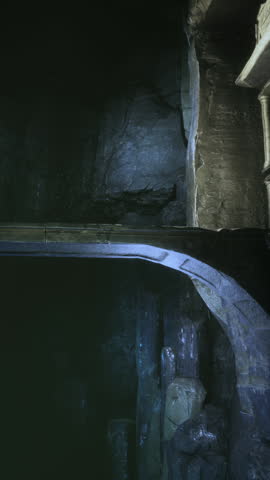 old stone bridge inside big cave Royalty-Free Stock Footage #3484352923