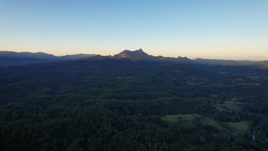 Wollumbin Mount Warning In The Tweed Range, Northern Rivers Of New South Wales, Australia. Aerial Wide Shot Royalty-Free Stock Footage #3484386443