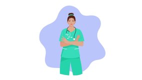 Animation Nurses Day, social media post, pharmacists animation, animated nurses, graphic elements, 4k animation footage, alpha matte.