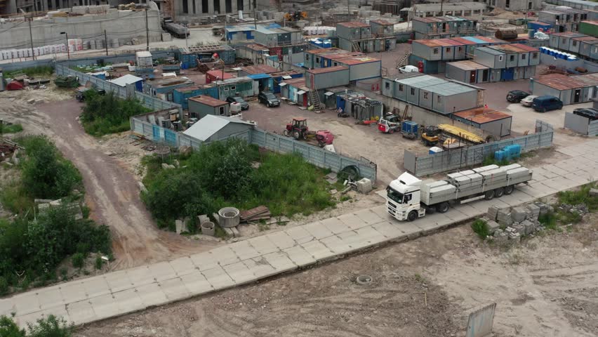 Aerial construction buildings tower crane