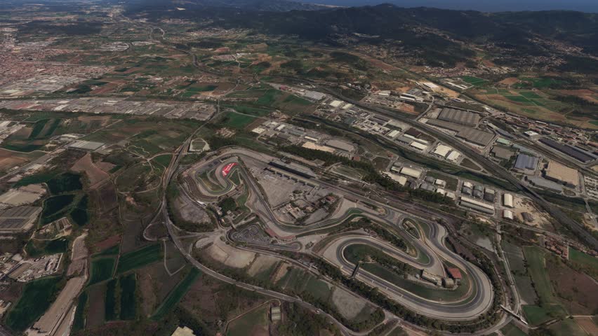 3D - Aerial view of the Circuit de Barcelona - Catalunya in Montmelo and Granollers. Spain