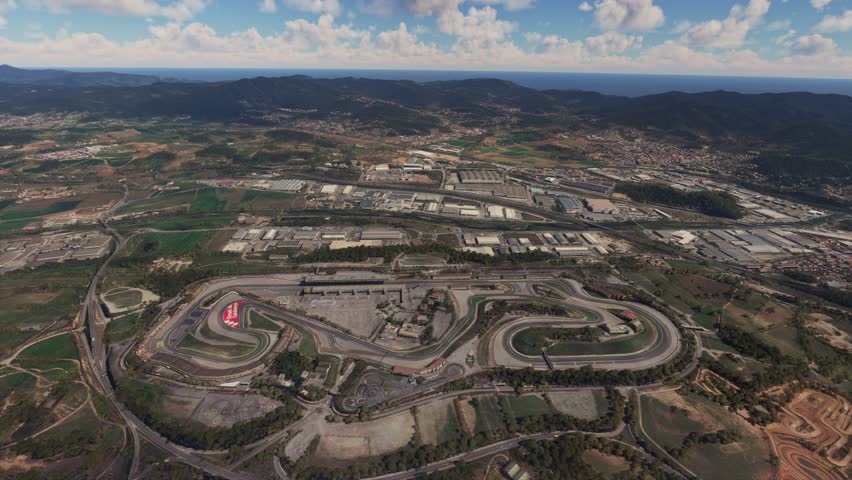 3D - Aerial shot of the Circuit de Barcelona - Catalunya in Montmelo and Granollers. Spain