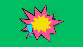 pop art graphic video exclamation mark with green screen