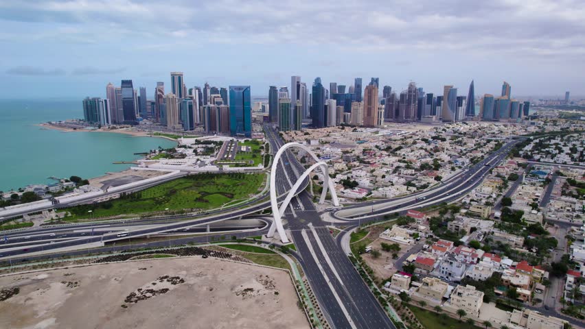 Doha Cityscape at Sunrise 1 Royalty-Free Stock Footage #3484676193