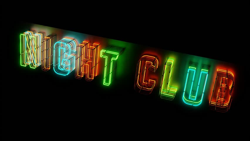 Neon flickering sign that says Nightclub, VJ DJ Loops
