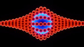Fluidity of orange balls around a blue sphere, VJ DJ Loops