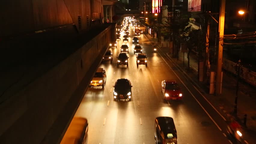 Night traffic in the Bangkok, Thailand (HD)