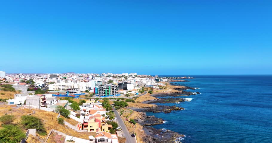 Aerial view of Cidadela in Praia  - Santiago - Capital of Cape Verde Islands - Cabo Verde