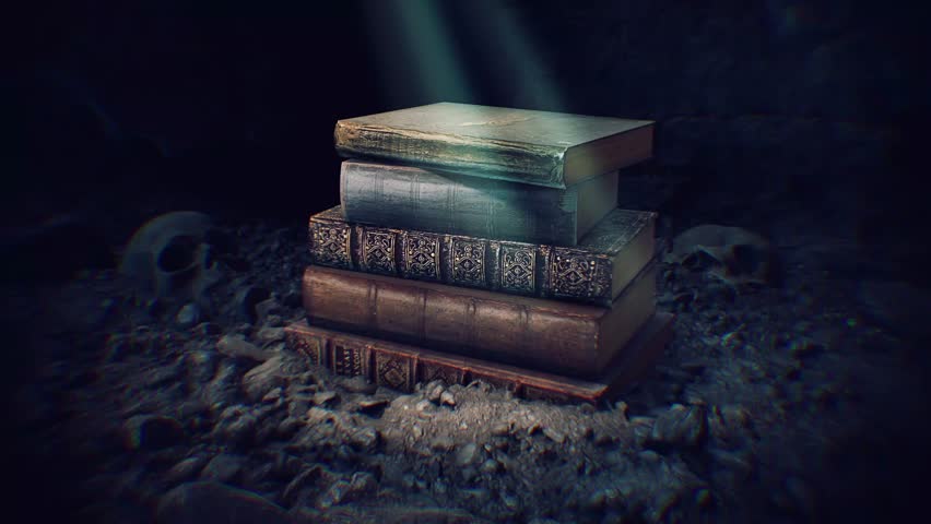 Secret Hidden Temple, Books, Light Rays, Cave, Spooky, Underground, Runs, Mysterious, Animation, 3D, 4K, Ancient, Enigmatic, Darkness, Exploration, Illumination, Adventure, Cryptic, Passage, Shadows,  Royalty-Free Stock Footage #3484850921