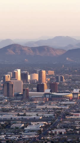 Phoenix Skyline Aerial Zoom In Vertical Video