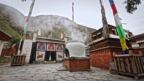 Labrang, incense, Tibet monastery, Prayer flags, Buddhism