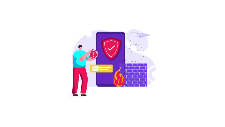 Latest flat animation of firewall protection 