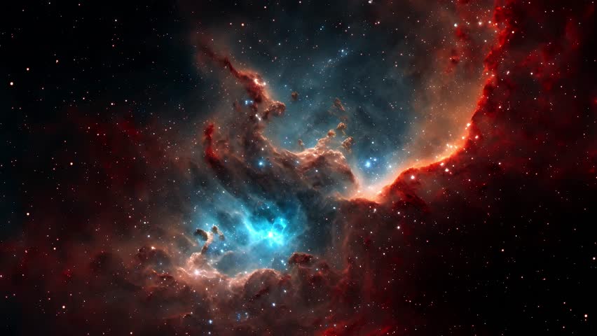 Flying In Orion space Nebula 4K is motion footage for scientific films and cinematic in space. Also good background for scene and titles, logos., Loop animation