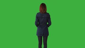 A Calm and Quiet Standing of a Woman Green Screen 