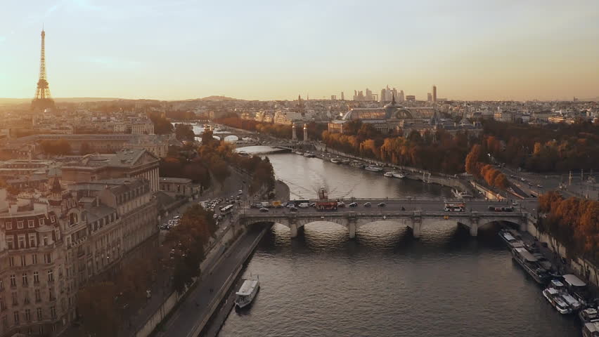 Aerial Paris Sunset France