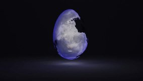 planet earth inside an egg-shaped cloud texture, the concept of the interaction of peace and religion in the modern world
