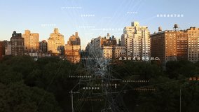Aerial views of the city skyline are enhanced with overlays of internet statistics - Powered by Shutterstock - Get 15% off with code: PIKWIZARD15