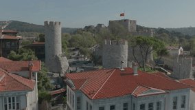 Anadolu Hisari aerial footage, Asian side, Istanbul, jk01