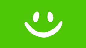 Cartoon Happy icon isolated on green background. 4K Video motion graphic animation.