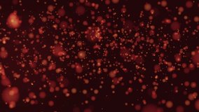 Glittering red slow particles, abstract CGI animation background, 4k