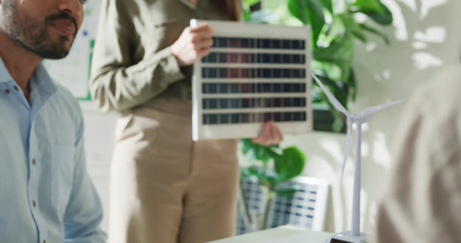 Closeup Asia businesspeople shaking hands over ESG strategic commitment workshop, SDGs report, global warming, green finance investment eco friendly and net zero waste in boardroom training building.