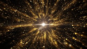 4K Explosion of Golden Bokeh lights. Holiday motion background. Glowing particle abstract. 2160p 60fps. Exploding gold particles. 3d rendering. Isolated on black effect. 2026 Trend footage. - Powered by Shutterstock - Get 15% off with code: PIKWIZARD15