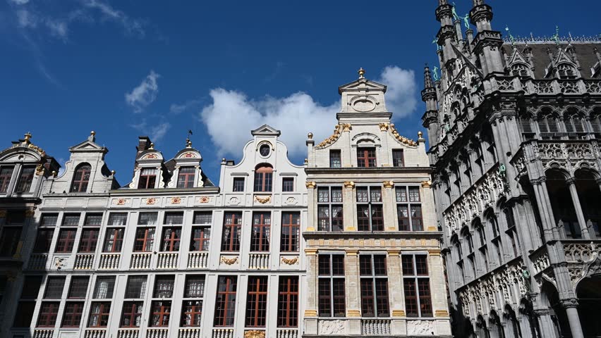 Brussels, Belgium: Historic buildings in city centre by night. The Grand Place is the central square in Bruxelles.  