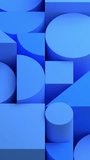 Abstract vertical animation, blue geometric background, 3d render, 4k seamless looped video