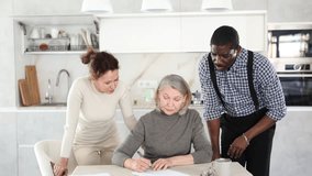 Elderly woman writes a will. Relatives argue and indicate what to write in the will - Powered by Shutterstock - Get 15% off with code: PIKWIZARD15