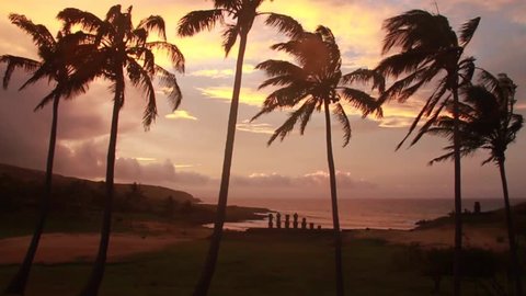 Sunset at Anakena Beach, Rapa Nui (Easter Island)