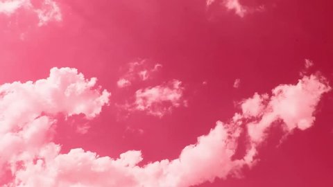 Mostly pink formating & building clouds time lapse, colourful summer, sunny lightness skies with aerial panoramic view in horizon, fluffy puffy big mass after rainy day. ULTRA HD