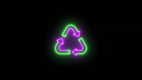 Neon line Refresh icon on black background. refresh symbol animation. Colorful neon light glowing refresh arrow icon.