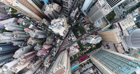 90 degrees hi Top view of Hong Kong cityscape from the drone.