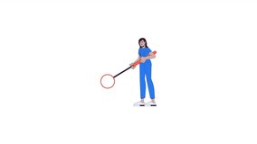 Indian female doctor using magnifying glass line 2D character animation. Medical examination flat color cartoon 4K video, alpha channel. South asian woman nurse animated person on white background