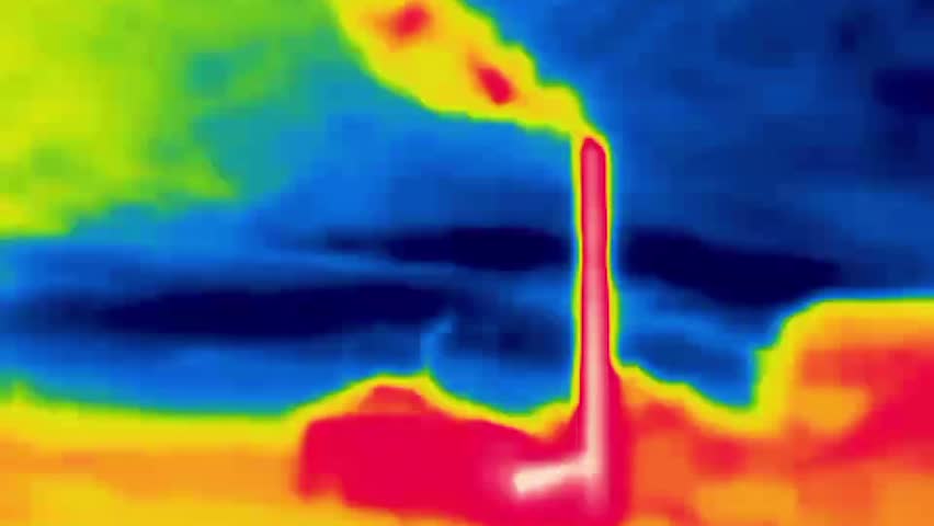 steamshop house for residential buildings. Image from thermal imager device.