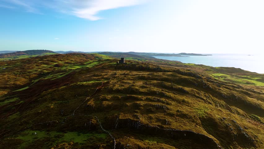 Aerial Footage of the Baltimore Tower in County Cork in 4k