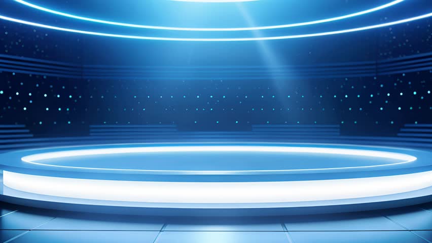 podium Futuristic showcase with platform for product displaying. Empty modern stage display	
