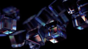 Abstract animation of dark background with floating glass cubes, 4k looping video, 3d render - Powered by Shutterstock - Get 15% off with code: PIKWIZARD15