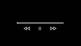 Music player design icon. and audio reactor concept or video track player icon animation on black background.