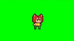 Character dressed as an animal, pixel art animation