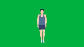 3D Male Cartoon Workout, Animation Cartoon Video Green Screen, 4k realistic male Character doing jumping jacks  loop animation on the chroma key, Exercising Regularly, Green Screen Background 
