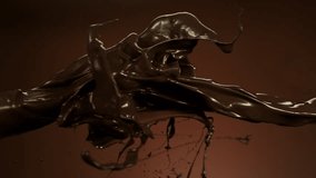 Super Slow Motion of Melted Chocolate Splashing in Wave Shape. Filmed on High Speed Cinema Camera, 1000fps. - Powered by Shutterstock - Get 15% off with code: PIKWIZARD15